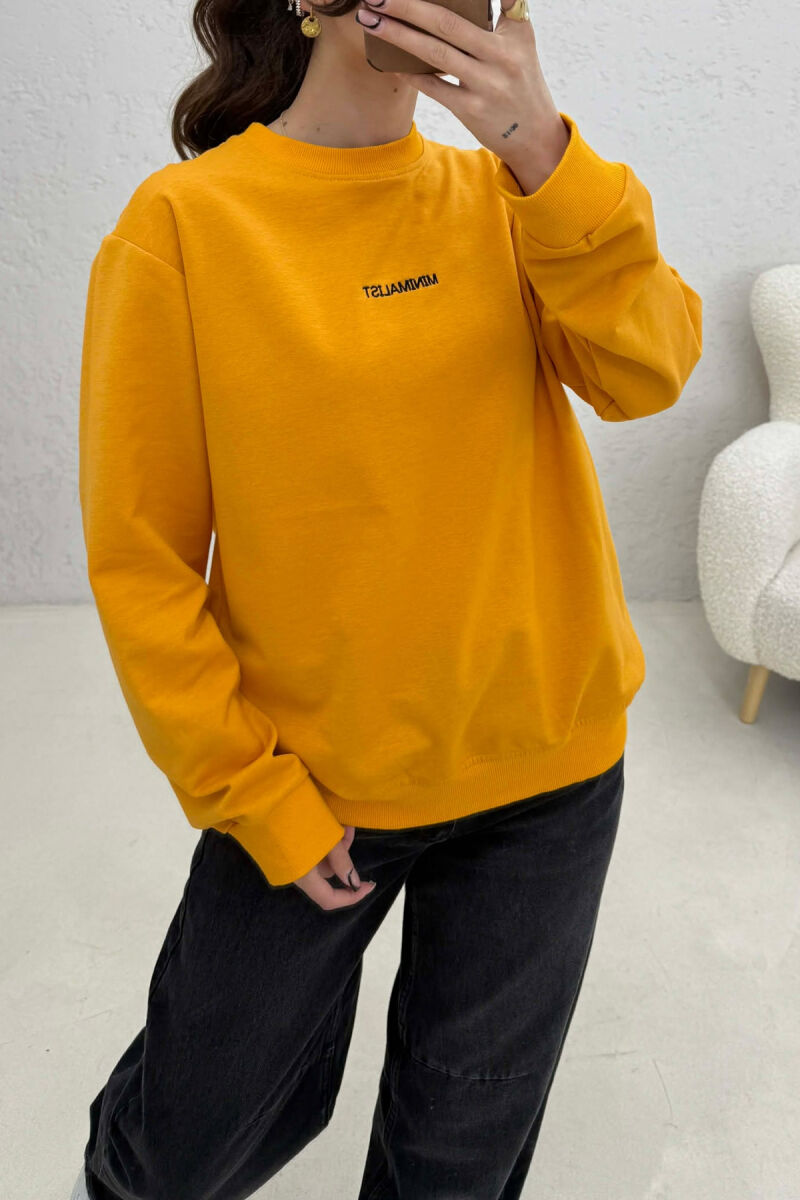 MINIMALIST FRONT WRITTINGS WOMAN SWEATSHIRT MUSTARD/MUSTARDE - 3