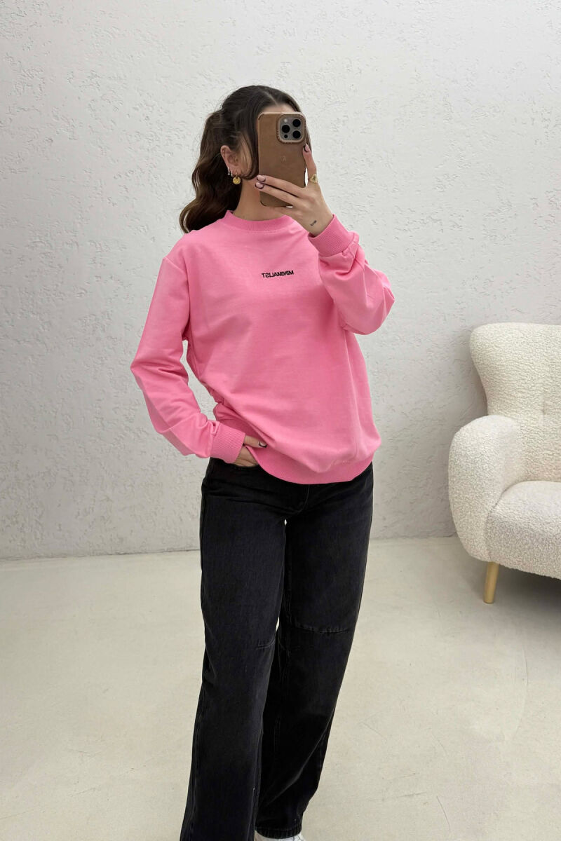 MINIMALIST FRONT WRITTINGS WOMAN SWEATSHIRT PINK/ROZE - 2