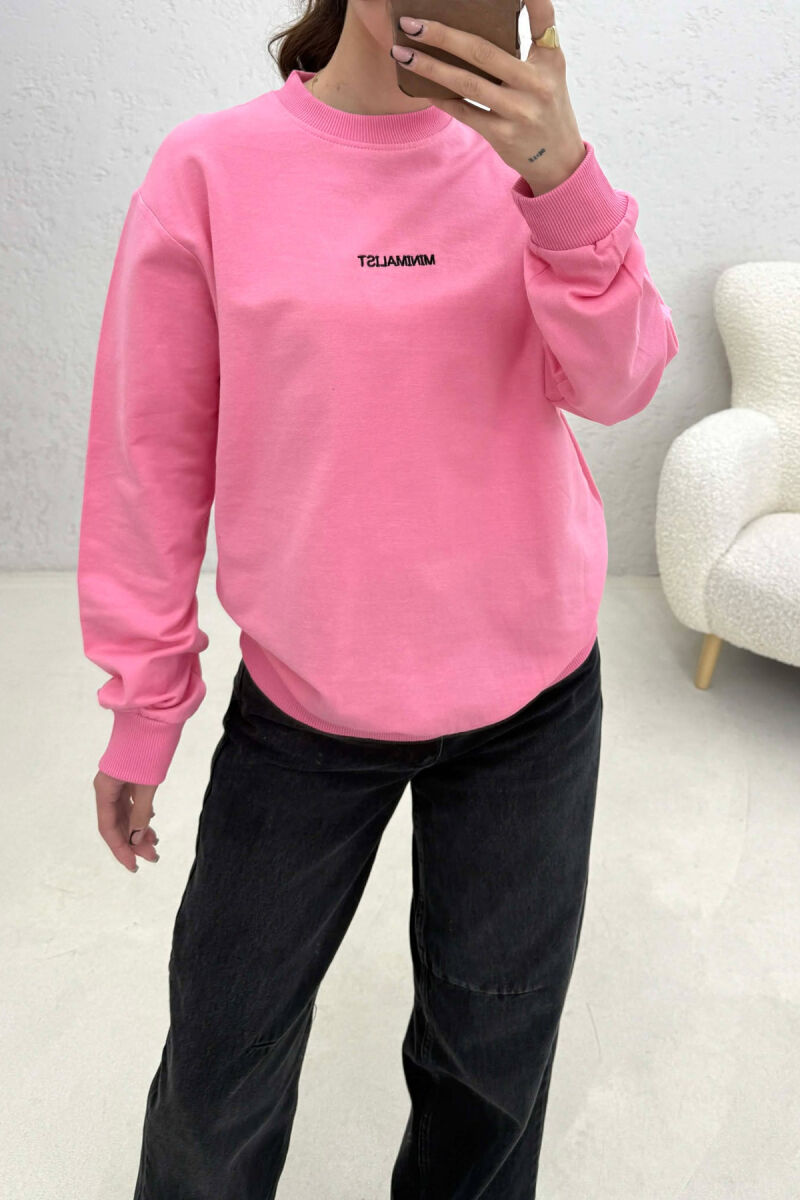 MINIMALIST FRONT WRITTINGS WOMAN SWEATSHIRT PINK/ROZE - 3