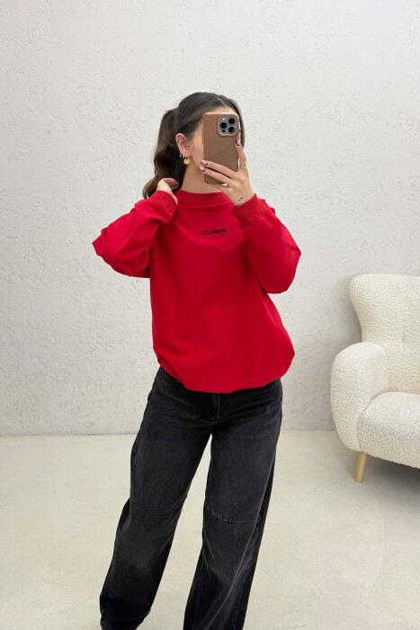 MINIMALIST FRONT WRITTINGS WOMAN SWEATSHIRT RED/E KUQE 
