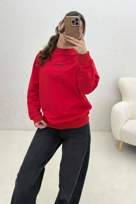 MINIMALIST FRONT WRITTINGS WOMAN SWEATSHIRT RED/E KUQE - 2