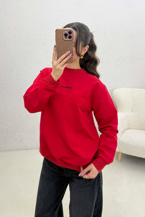 MINIMALIST FRONT WRITTINGS WOMAN SWEATSHIRT RED/E KUQE - 3