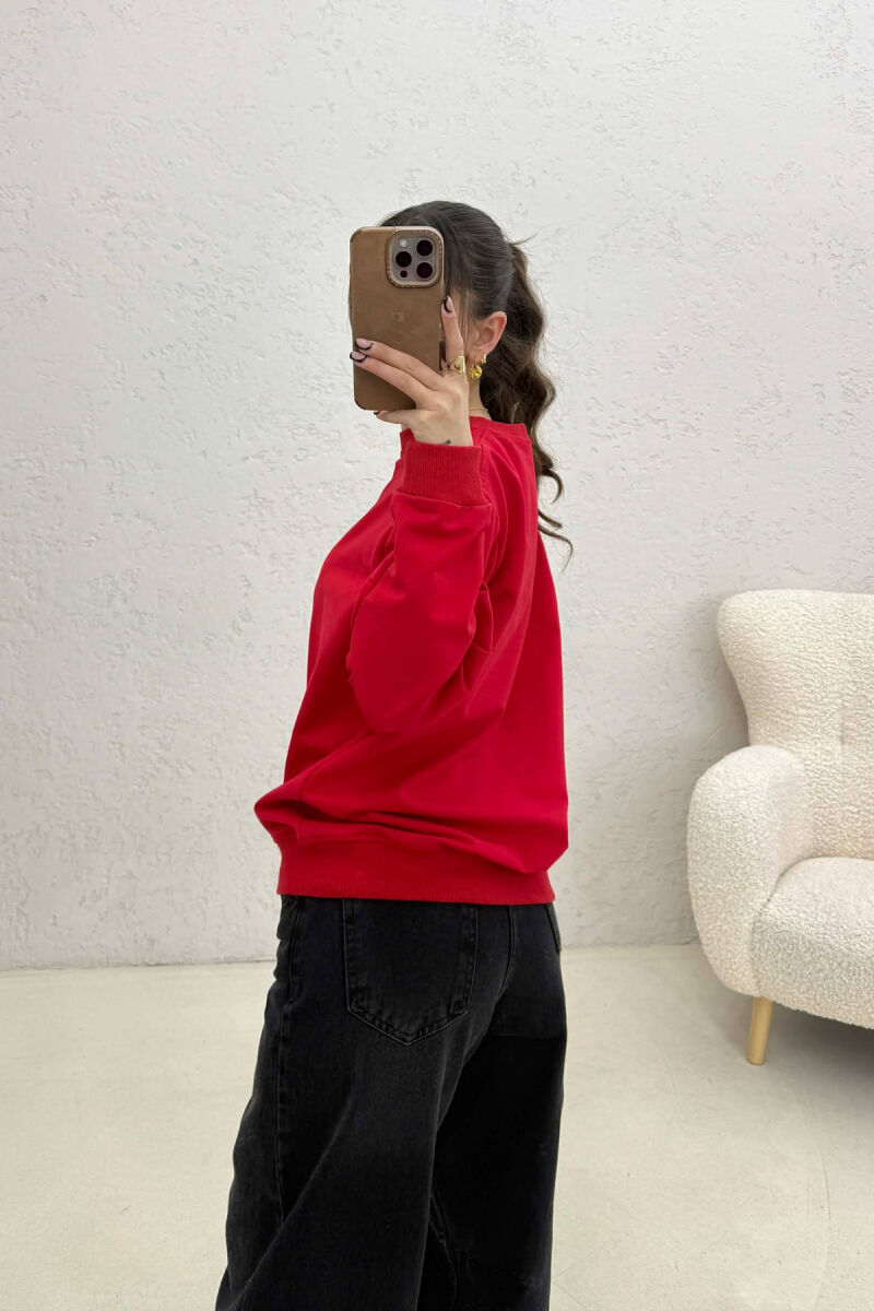 MINIMALIST FRONT WRITTINGS WOMAN SWEATSHIRT RED/E KUQE - 4
