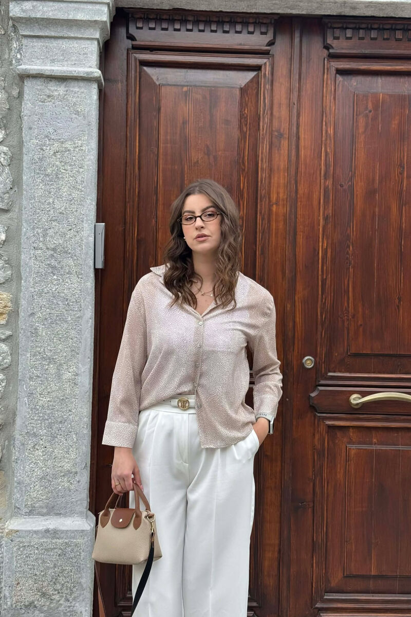 MODERN PRINT ELEGANT WOMAN SHIRT BEIGE/BEZHE - 1