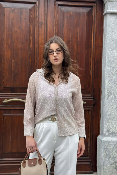 MODERN PRINT ELEGANT WOMAN SHIRT BEIGE/BEZHE - 3