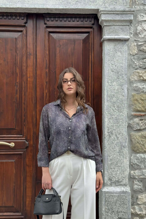 MODERN PRINT ELEGANT WOMAN SHIRT BLACK/ E ZEZE - 1