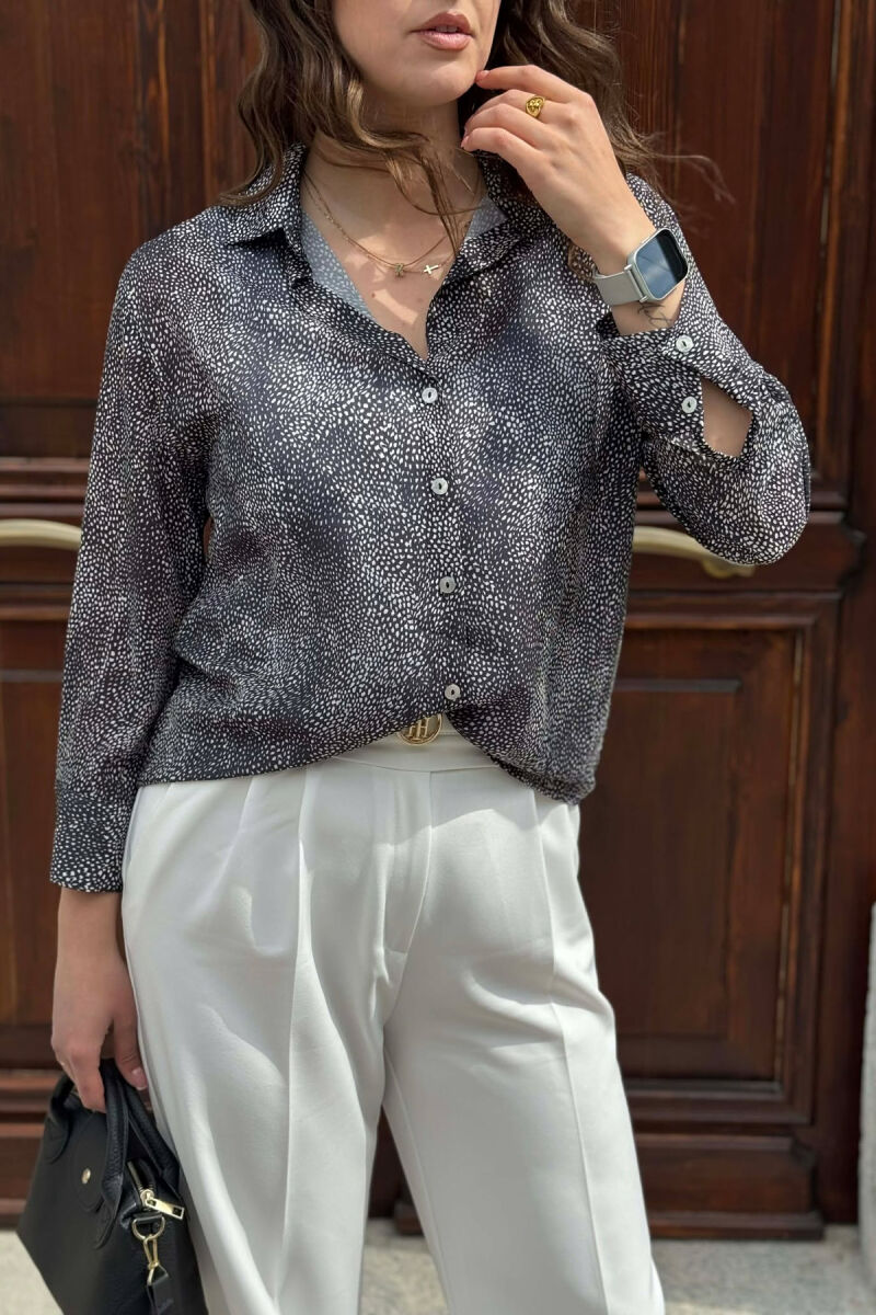 MODERN PRINT ELEGANT WOMAN SHIRT BLACK/ E ZEZE - 4