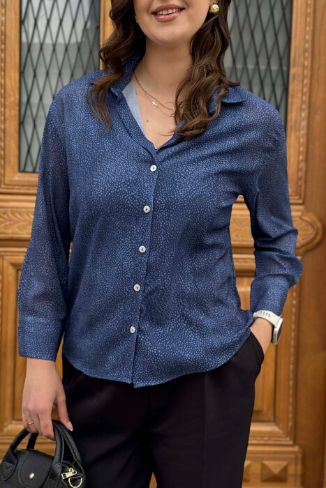 MODERN PRINT ELEGANT WOMAN SHIRT BLUE/BLU - 2