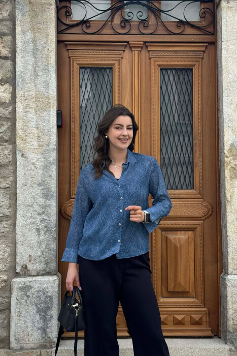 MODERN PRINT ELEGANT WOMAN SHIRT LIGHTBLUE/BZ 