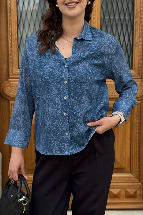 MODERN PRINT ELEGANT WOMAN SHIRT LIGHTBLUE/BZ - 2