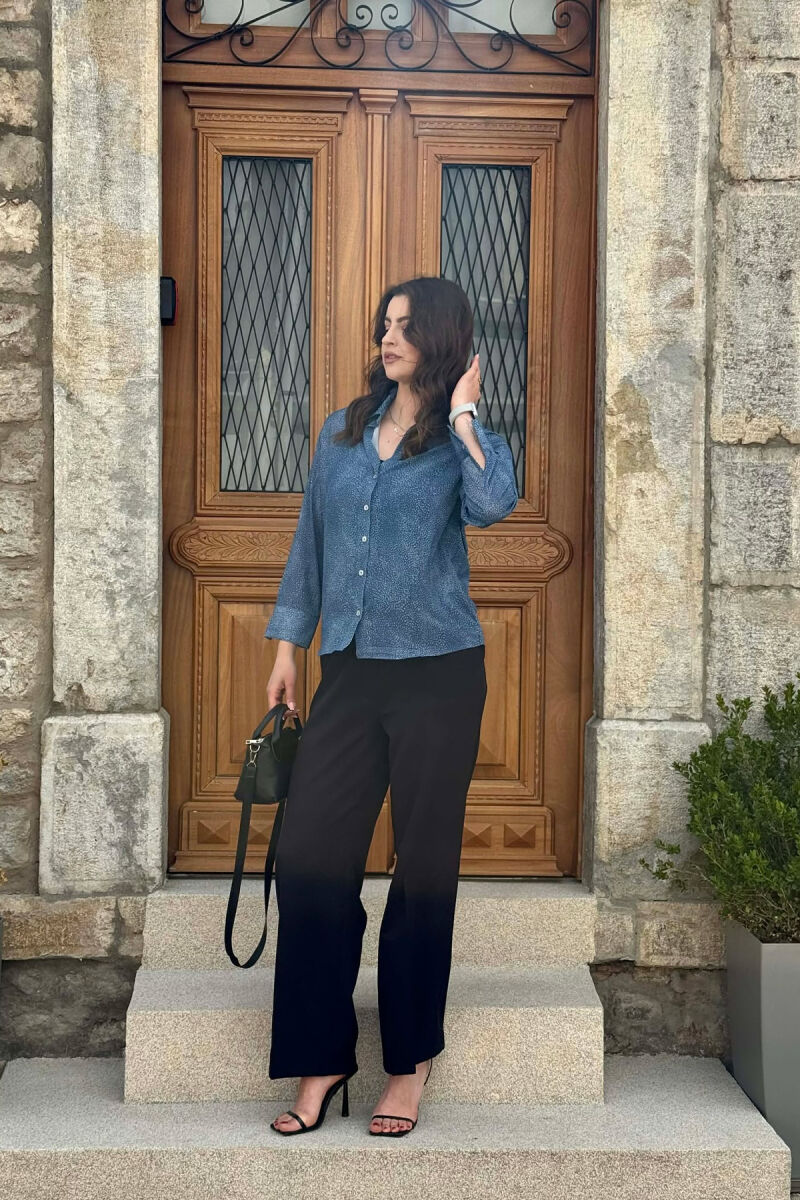 MODERN PRINT ELEGANT WOMAN SHIRT LIGHTBLUE/BZ - 5