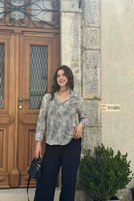 MODERN PRINT ELEGANT WOMAN SHIRT WHITE-E BARDHE - 1