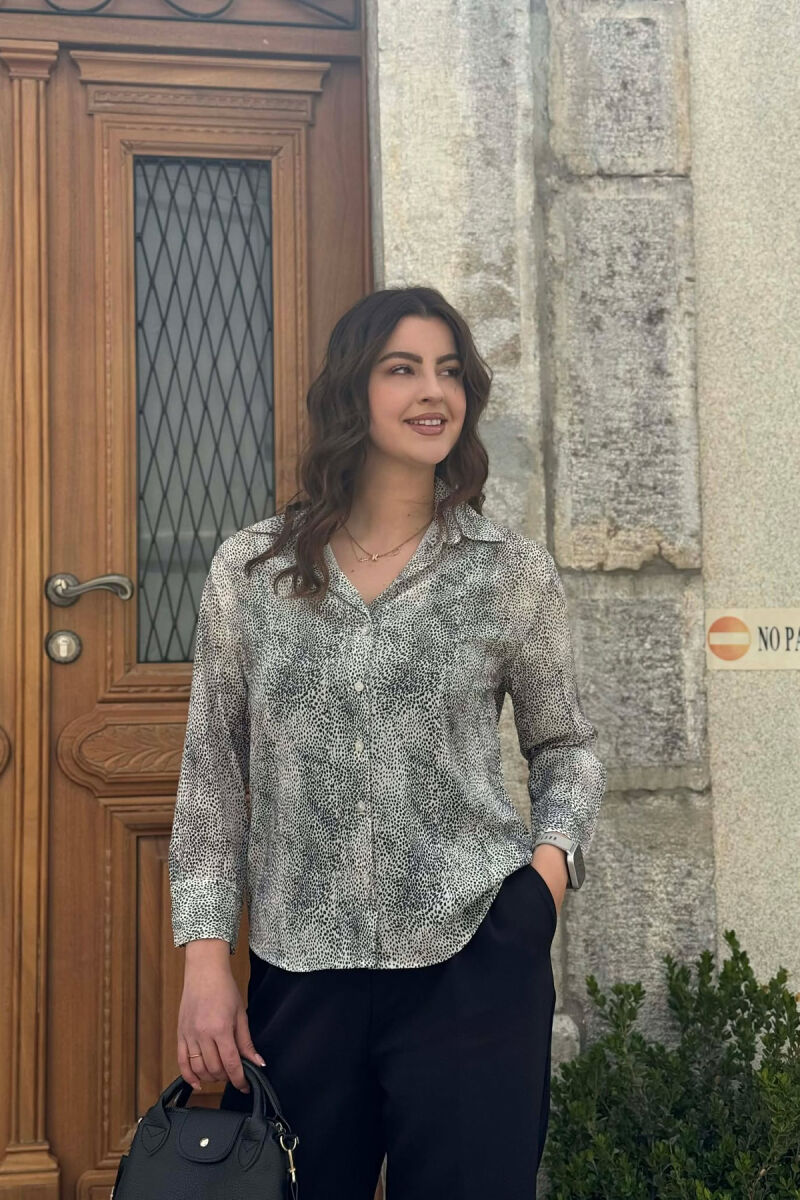 MODERN PRINT ELEGANT WOMAN SHIRT WHITE-E BARDHE - 2