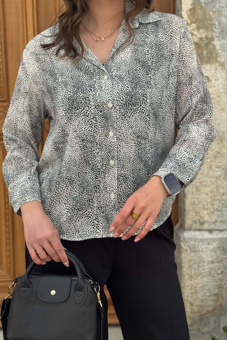 MODERN PRINT ELEGANT WOMAN SHIRT WHITE-E BARDHE - 3