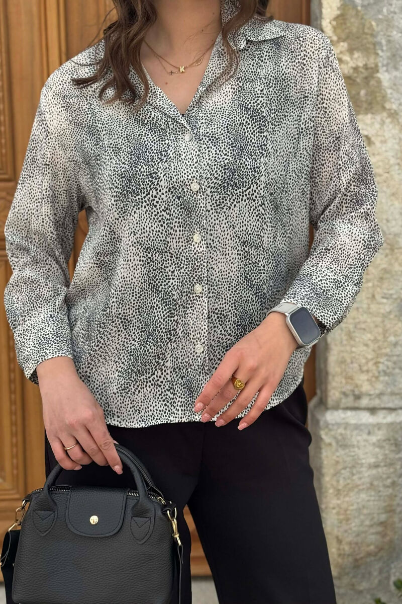 MODERN PRINT ELEGANT WOMAN SHIRT WHITE-E BARDHE - 3