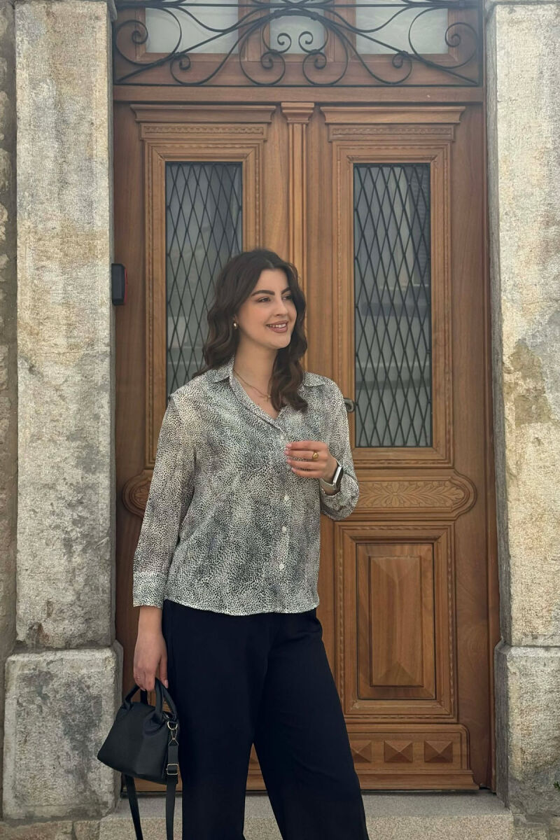 MODERN PRINT ELEGANT WOMAN SHIRT WHITE-E BARDHE - 5