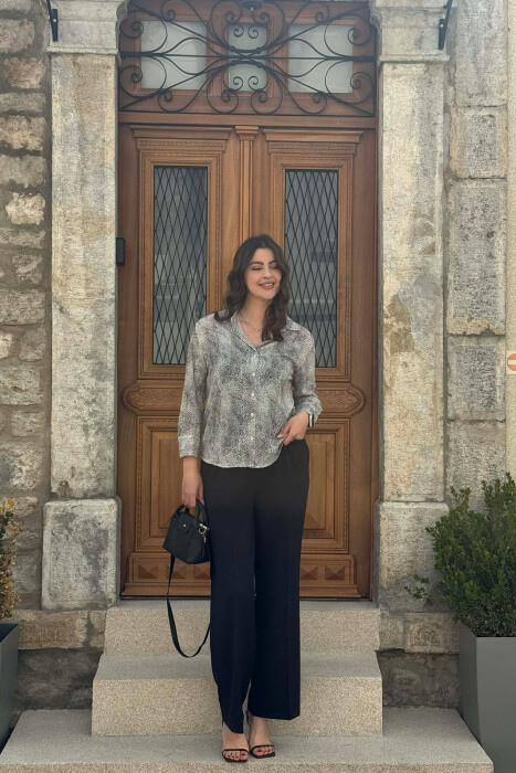 MODERN PRINT ELEGANT WOMAN SHIRT WHITE-E BARDHE - 6