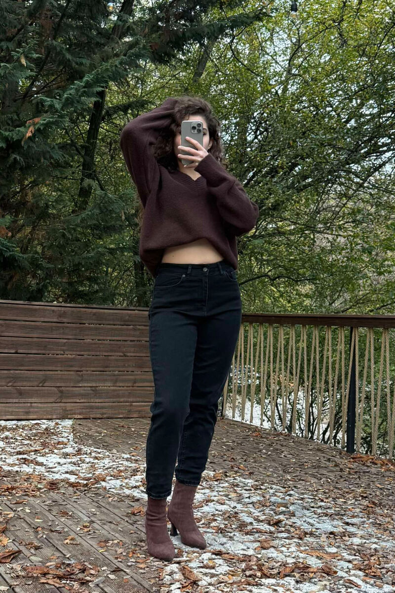 MOM JEANS ONE COLOR WOMAN JEANS BLACK/ E ZEZE - 1