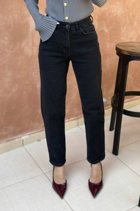 MOM JEANS ONE COLOR WOMAN JEANS BLACK/ E ZEZE - 8