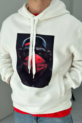 MONKEY DESIGN MEN HOODIE WHITE-E BARDHE 