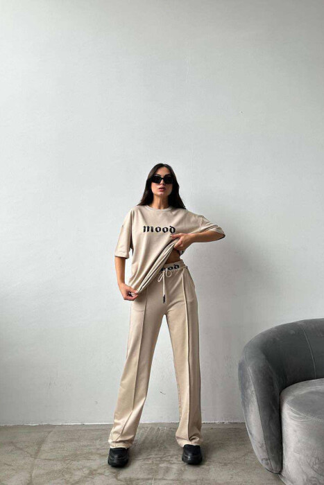 MOOD JOGGERS+T-SHIRT WOMEN SET BEIGE/BEZHE - 6