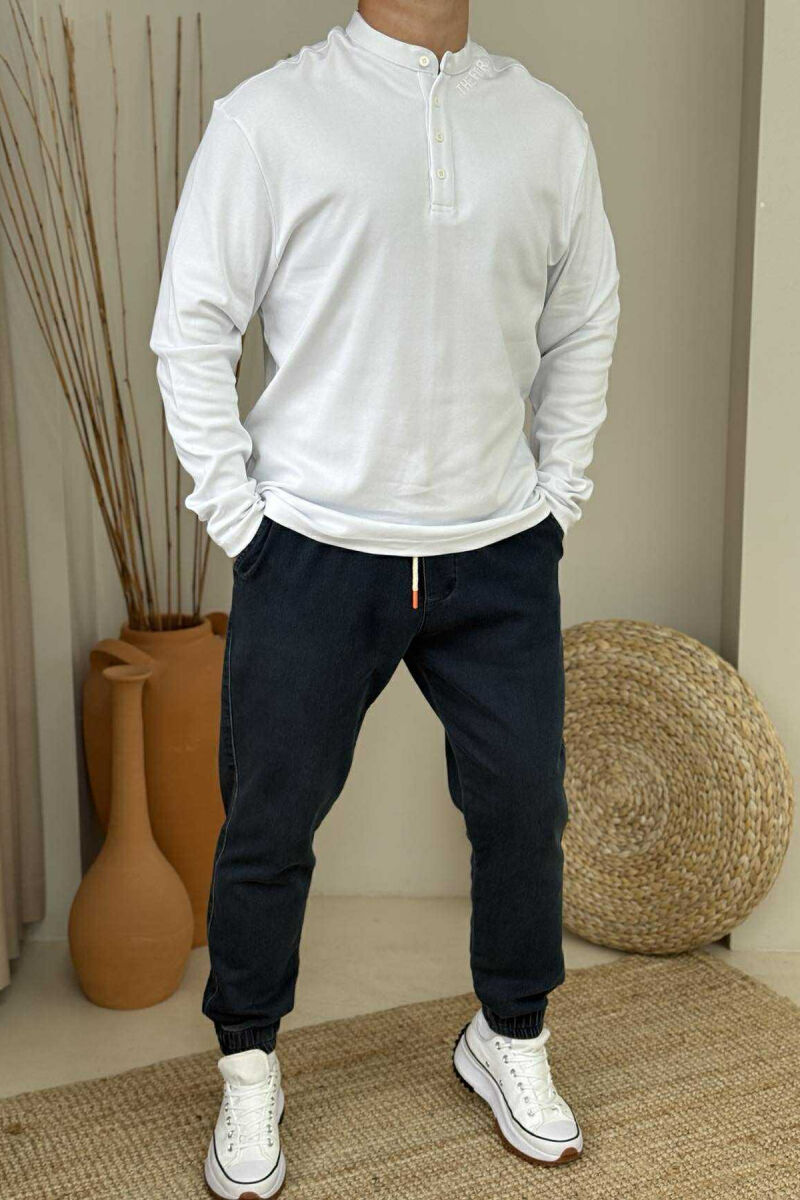 NECK WRITTINGS ONE COLOR MEN SWEATSHIRT WHITE-E BARDHE - 1