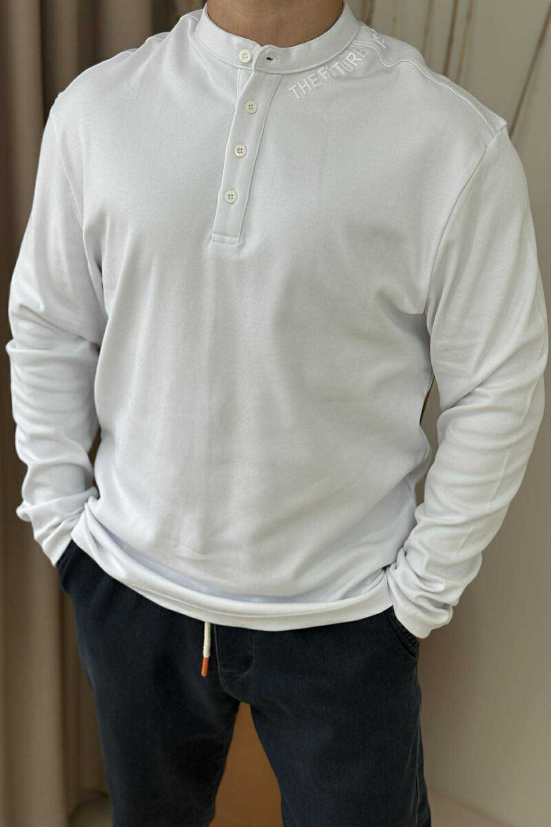NECK WRITTINGS ONE COLOR MEN SWEATSHIRT WHITE-E BARDHE - 2