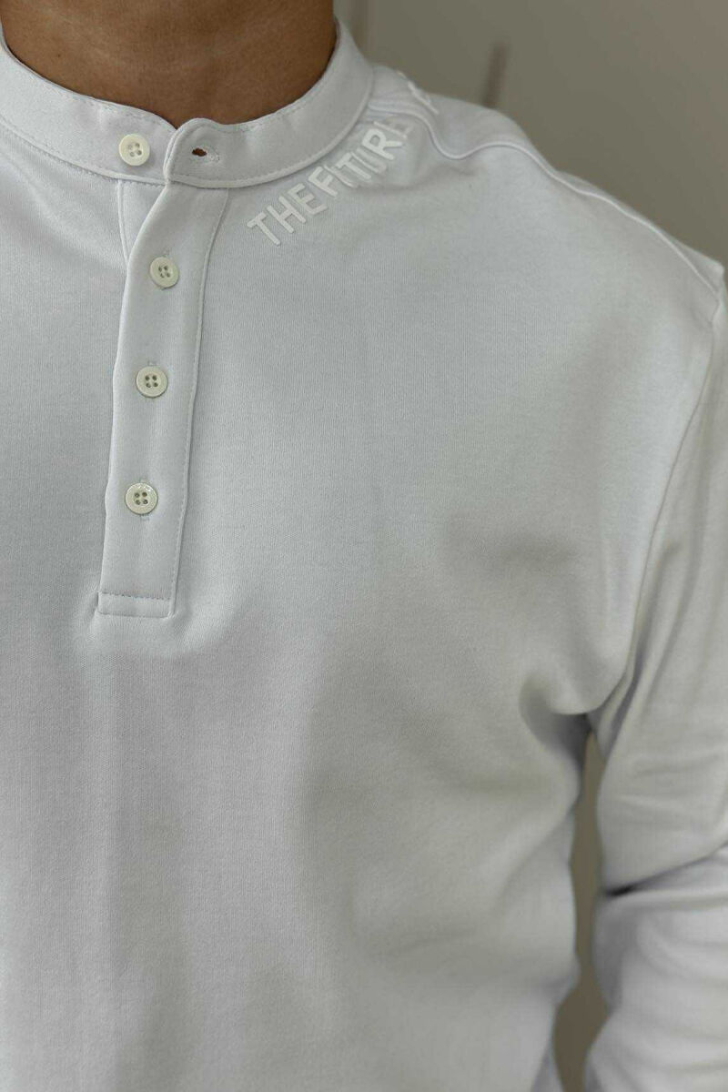 NECK WRITTINGS ONE COLOR MEN SWEATSHIRT WHITE-E BARDHE - 3