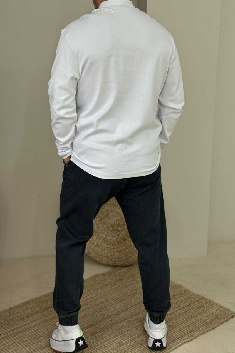 NECK WRITTINGS ONE COLOR MEN SWEATSHIRT WHITE-E BARDHE - 4