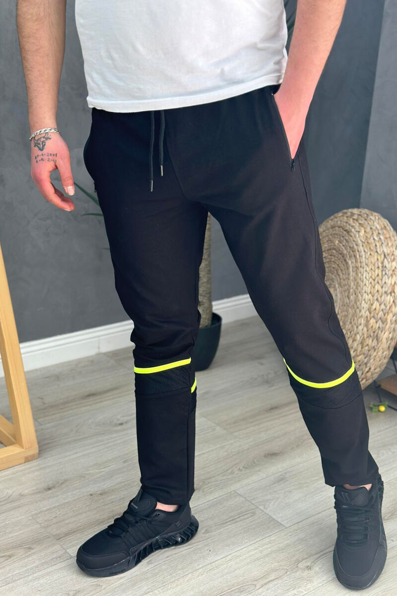 NEON LINE COTTON MEN SWEATPANTS BLACK/ E ZEZE - 1