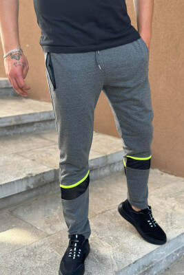 NEON LINE COTTON MEN SWEATPANTS DARK GREY/GEE 