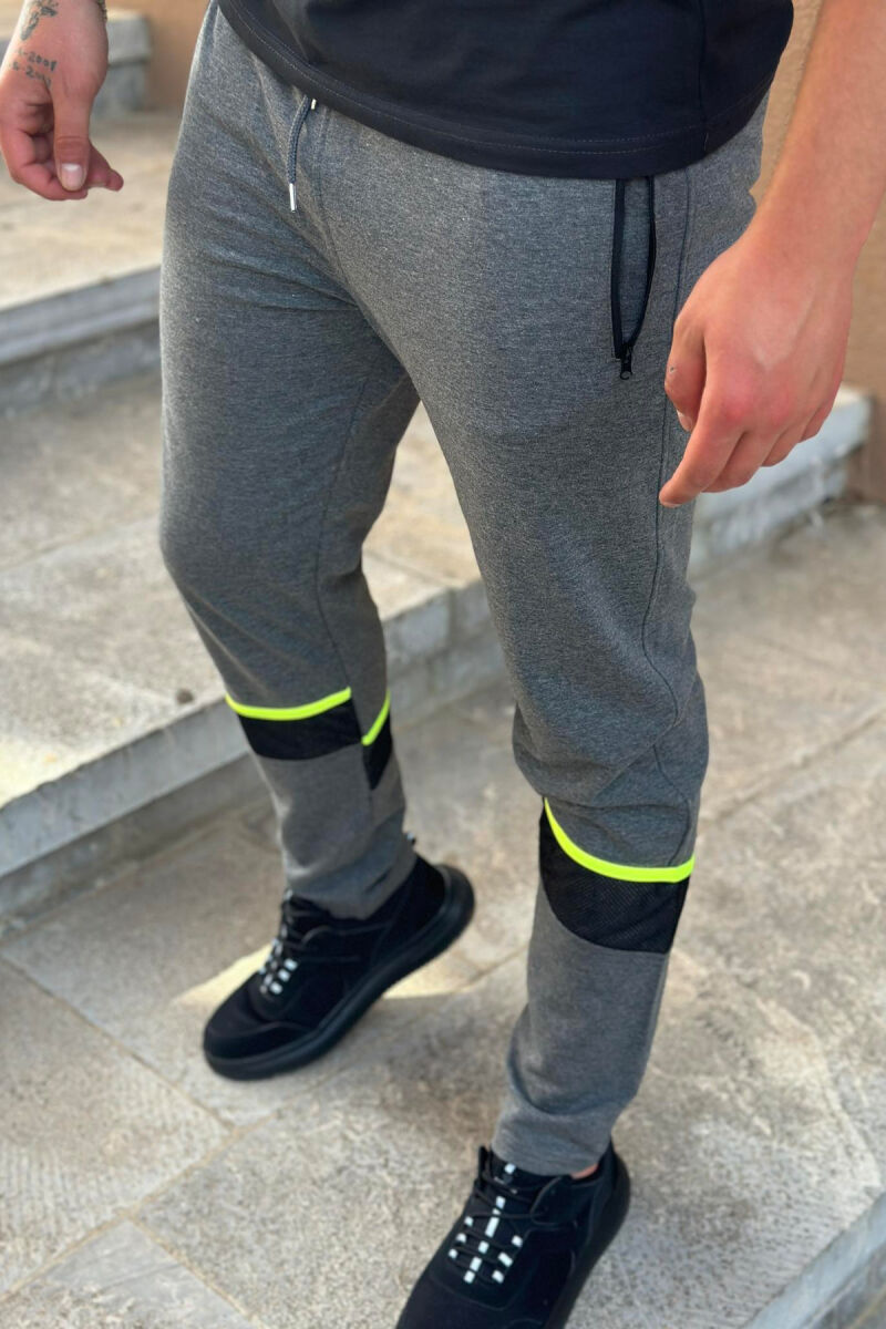 NEON LINE COTTON MEN SWEATPANTS DARK GREY/GEE - 2