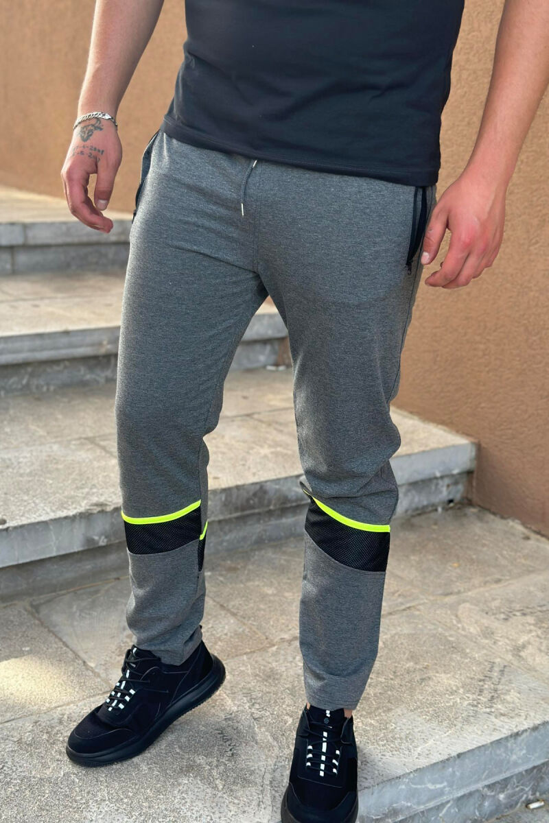 NEON LINE COTTON MEN SWEATPANTS DARK GREY/GEE - 4