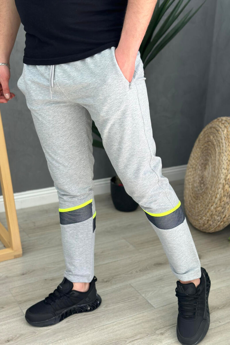 NEON LINE COTTON MEN SWEATPANTS LIGHT GREY/GZ - 2