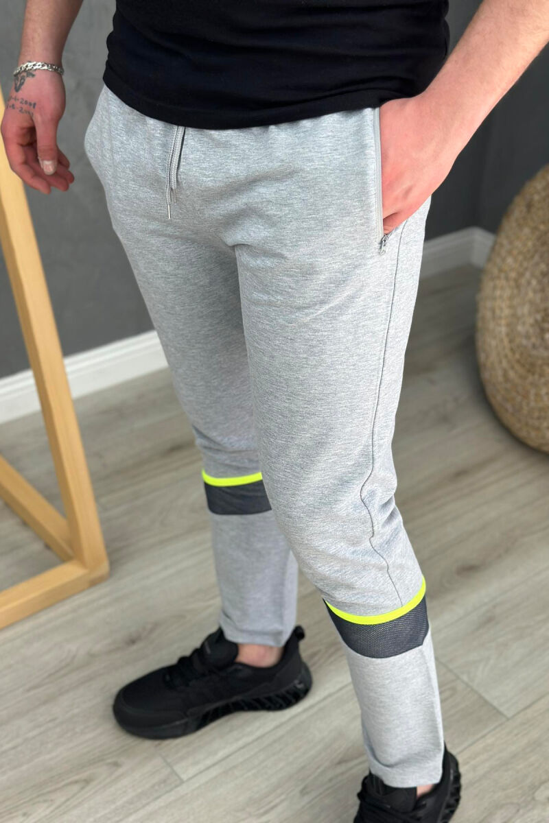 NEON LINE COTTON MEN SWEATPANTS LIGHT GREY/GZ - 4