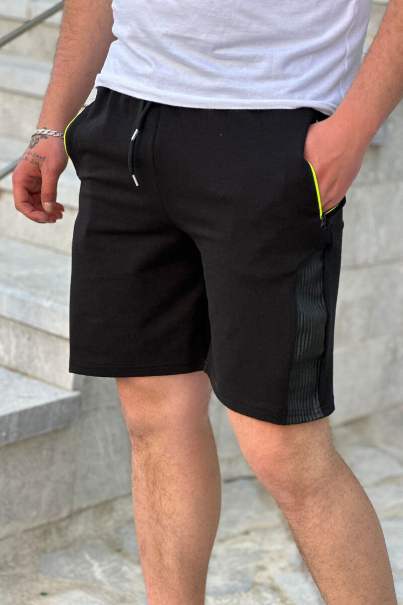 NEON ZIPPER MAN SHORTS BLACK/ E ZEZE - 1