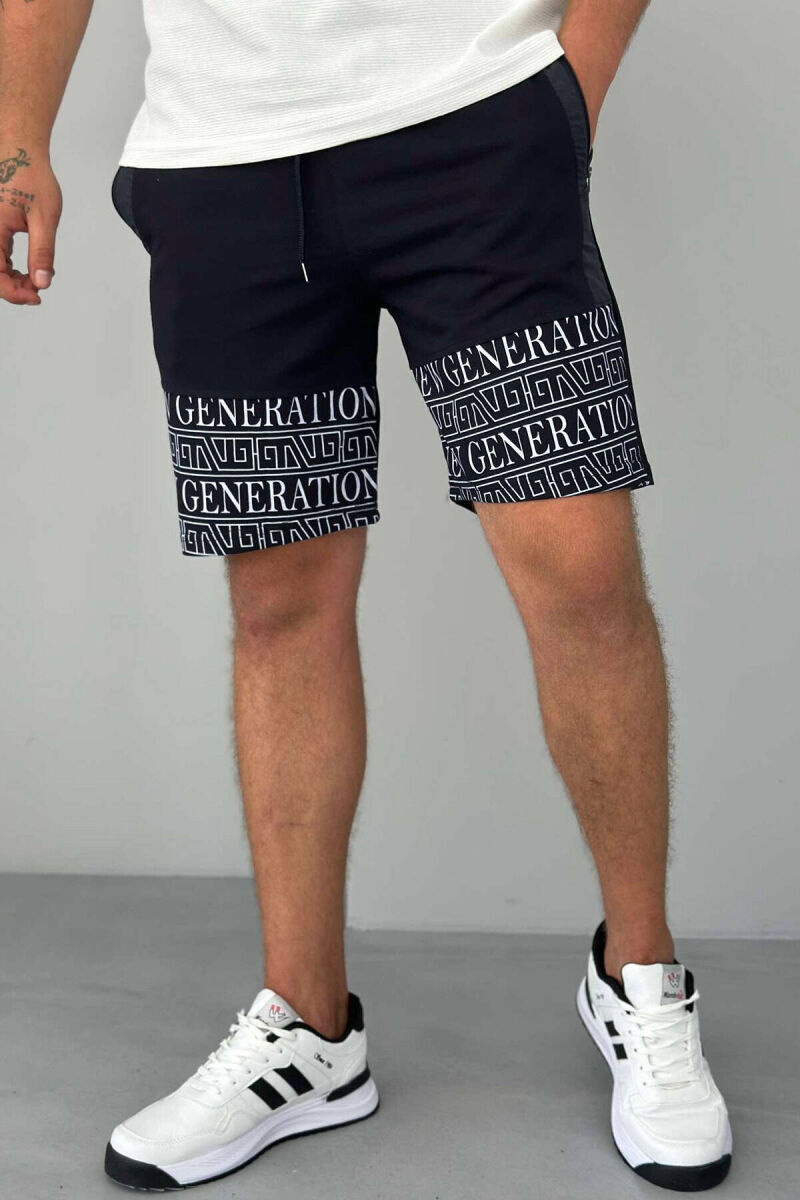 NEW GENERATION ZIPPER POCKETS MEN SHORTS DARK BLUE/BEE - 1