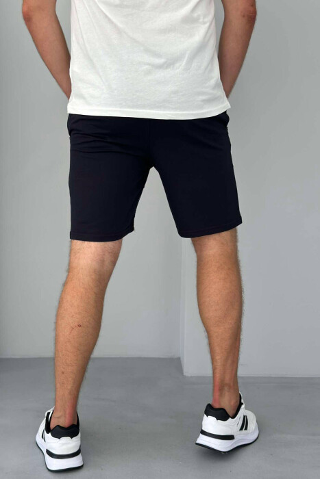 NEW GENERATION ZIPPER POCKETS MEN SHORTS DARK BLUE/BEE - 2