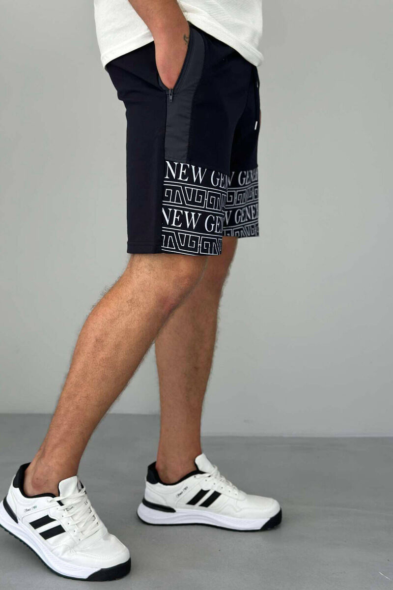 NEW GENERATION ZIPPER POCKETS MEN SHORTS DARK BLUE/BEE - 3