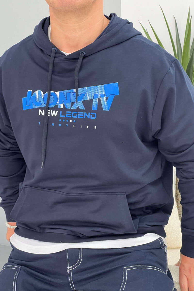 NEW LEGEND WRITTING ONE COLOR MAN HODDIE BLUE/BLU - 4