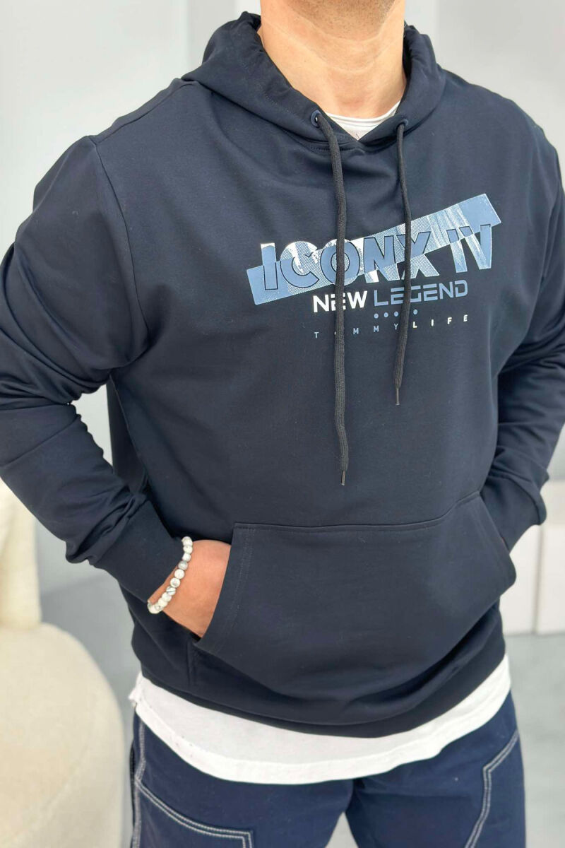 NEW LEGEND WRITTING ONE COLOR MAN HODDIE DARK BLUE/BEE - 3