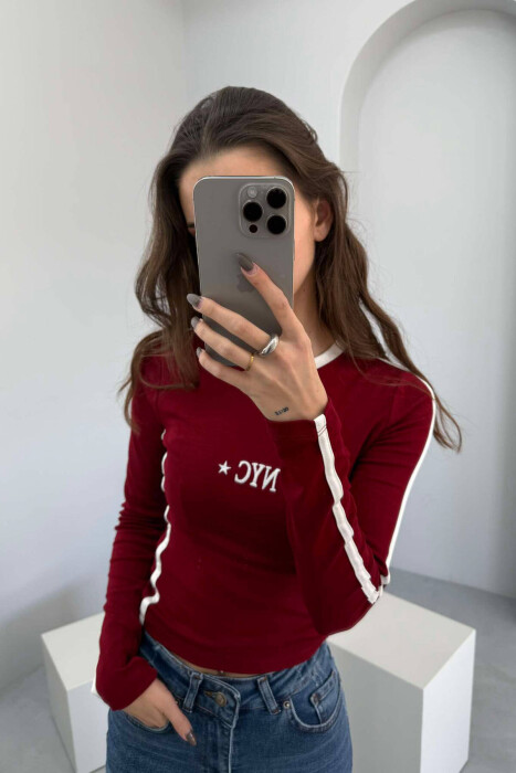 NEW YORK CITY FRONT LOGO WOMEN SWEATSHIRT BURGUNDY/VISHNJE - 1