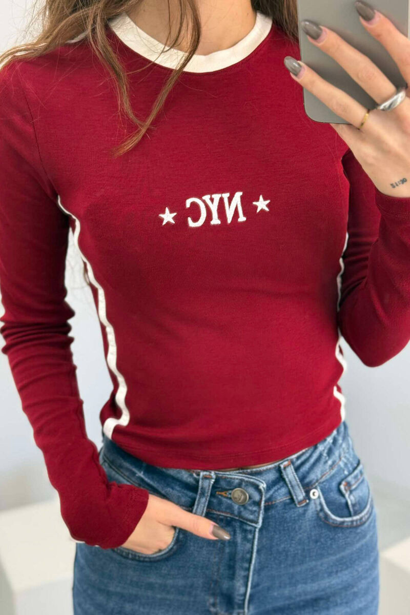 NEW YORK CITY FRONT LOGO WOMEN SWEATSHIRT BURGUNDY/VISHNJE - 2