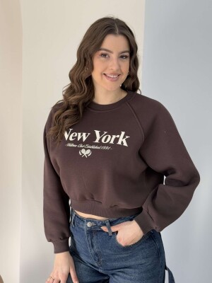 NEW YORK FLUFFY WOMEN SWEATSHIRT BROWN/KAFE 