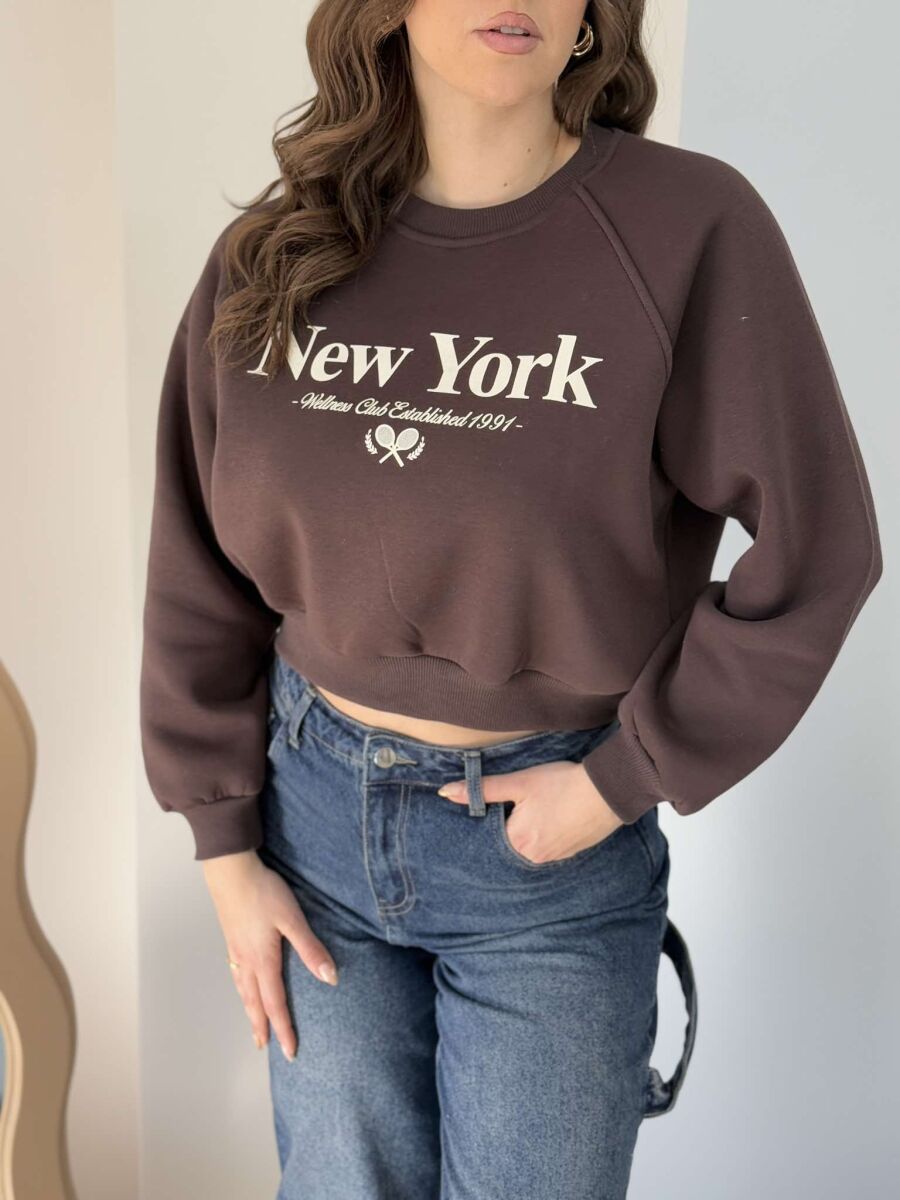 NEW YORK FLUFFY WOMEN SWEATSHIRT BROWN/KAFE - 3