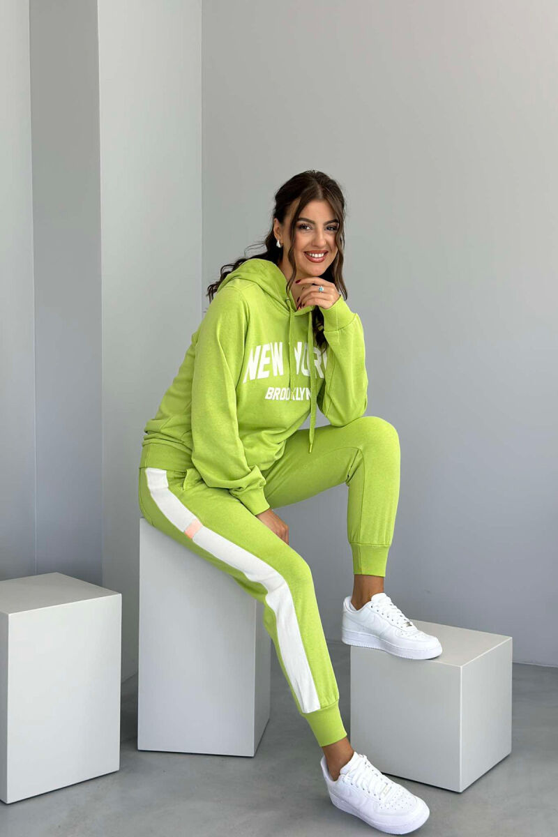 NEW YORK HOODIE+JOGGERS WOMEN SET LIGHT GREEN/JEZB - 3