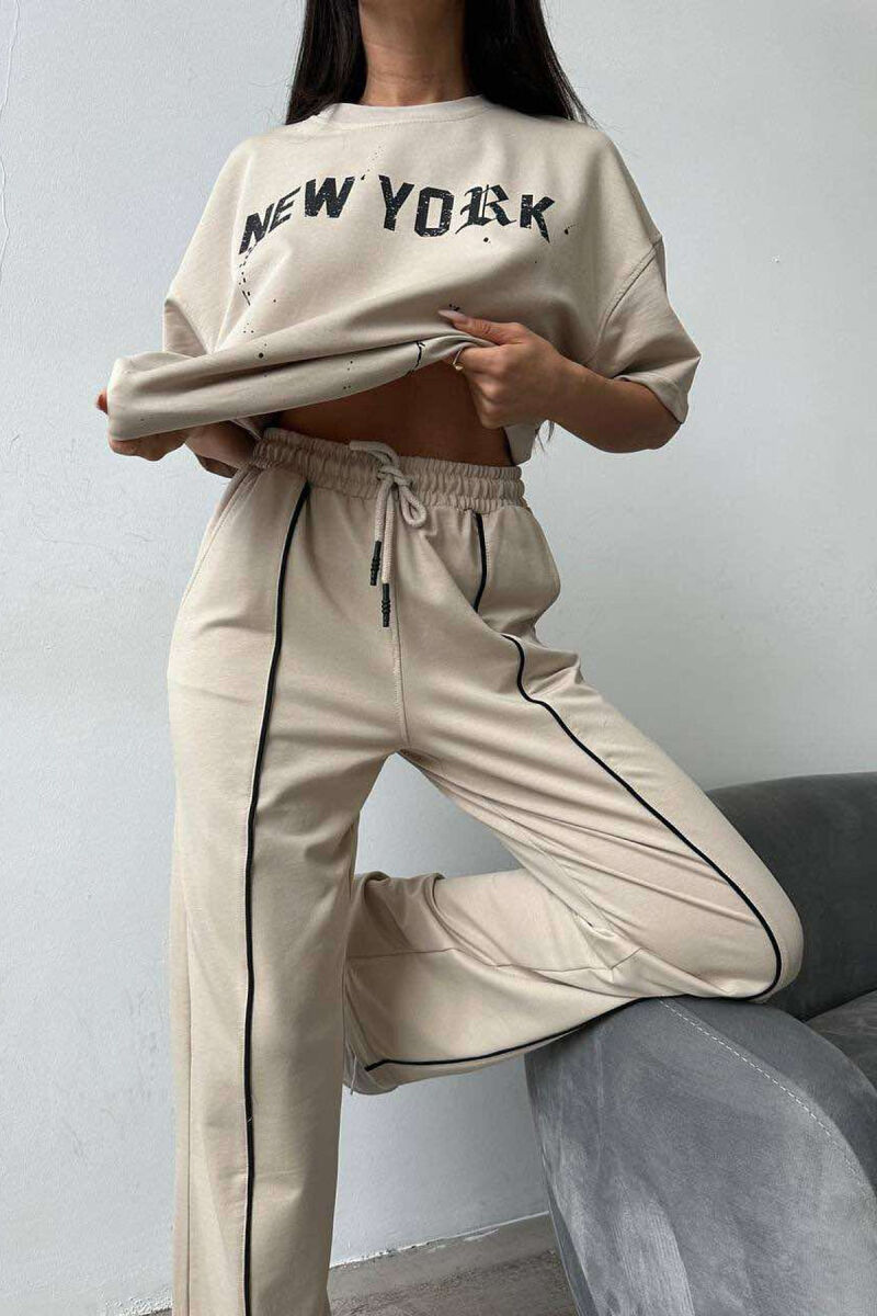 NEW YORK JOGGERS+T-SHIRT WOMEN SET BEIGE/BEZHE - 3