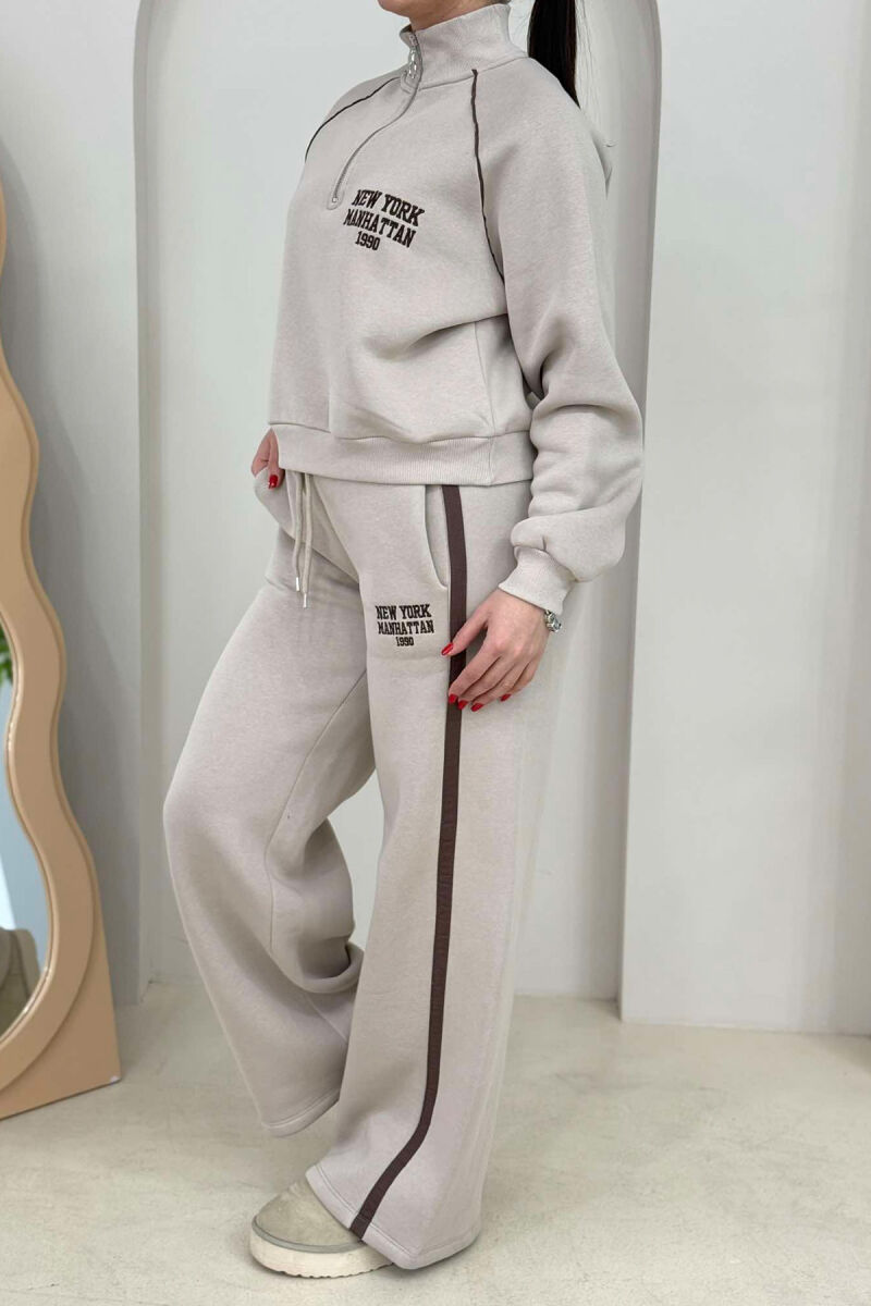 NEW YORK LOGO SWEATSHIRT+SWEATPANTS WOMEN SET BEIGE/BEZHE - 3