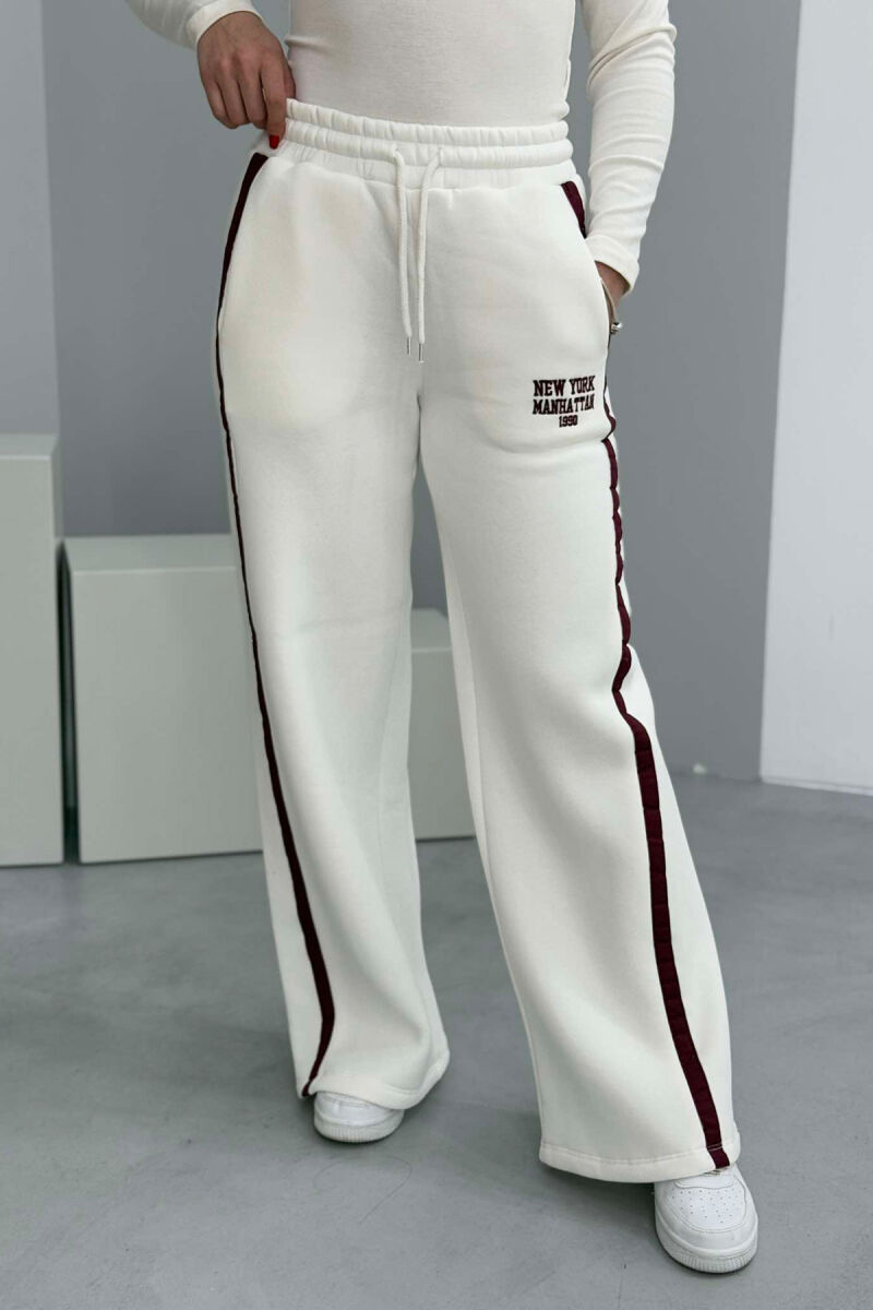 NEW YORK SMALL WRITTING WOMEN SWEATPANTS WHITE-E BARDHE - 1