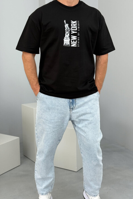 NEW YORK WRITTING BACK IMAGE MEN T-SHIRT BLACK/ E ZEZE 